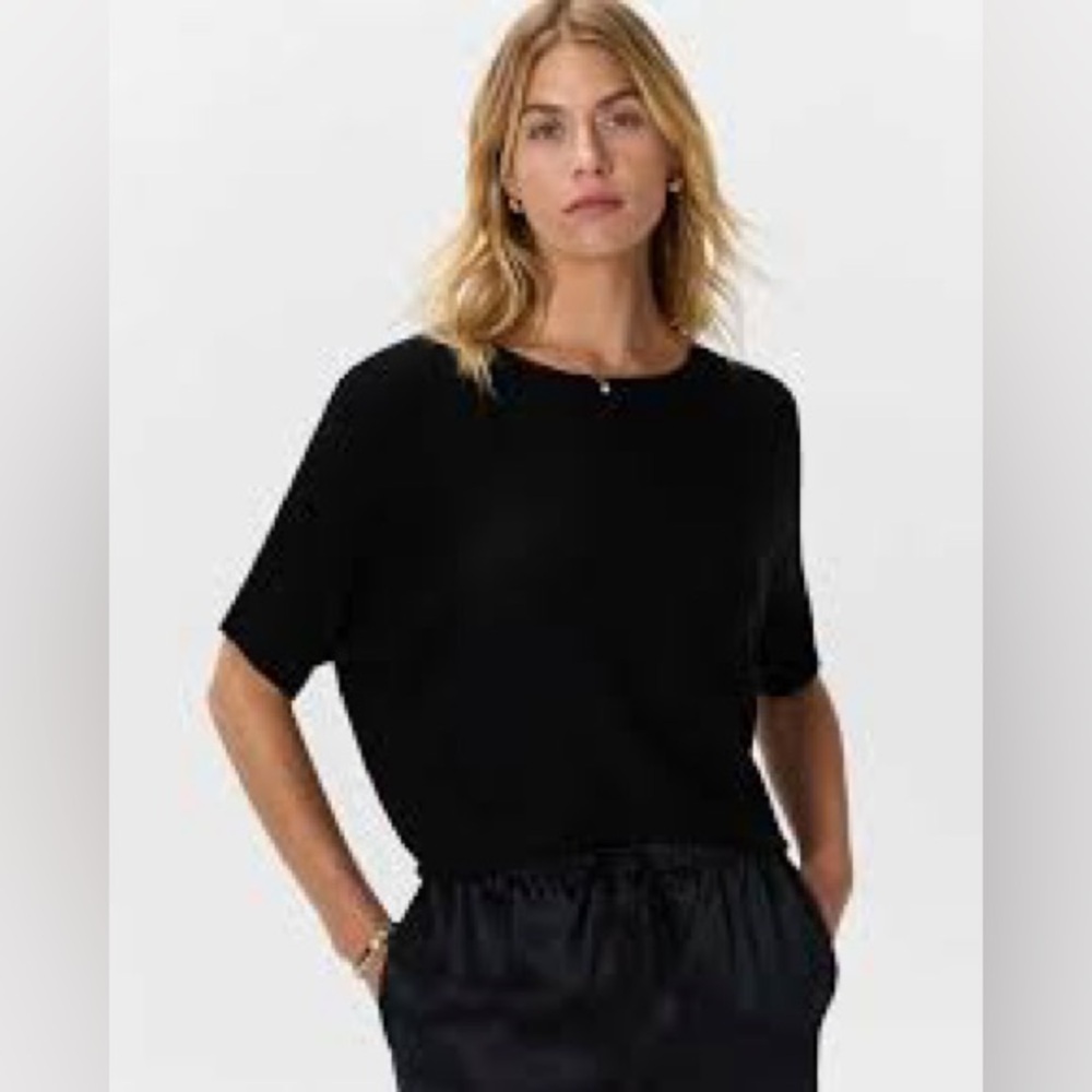 Quince Lightweight Cotton Cashmere Link-Stitch Dolman Sweater
